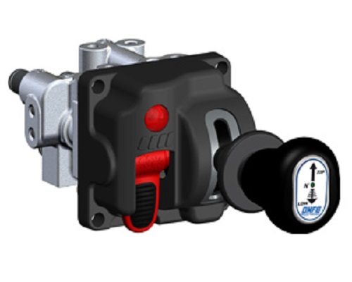Переключатель управления пропорциональный в кабине с полностью интегрированным ручным рычагом (с блокировкой понижения) включены воздушные фитинги 1/4" OMFB N-FORCE 10000181127 Катки дорожные
